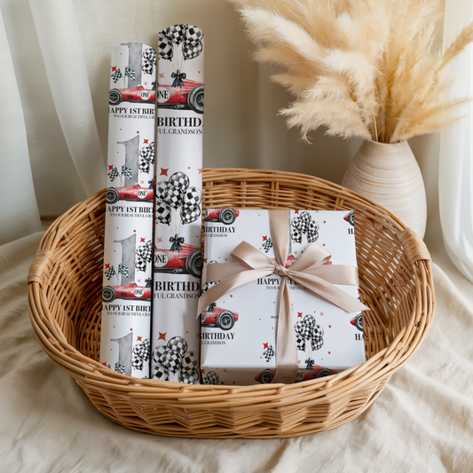 Personalised Race Car Wrapping Paper