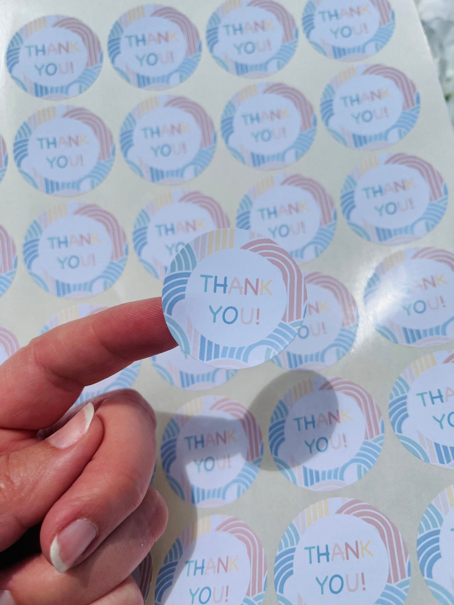 Pastel Rainbow Thank You Stickers•Birthday Party Stickers•Sweet Cones Stickers•Birthday Party Bag Stickers•Glossy Stickers