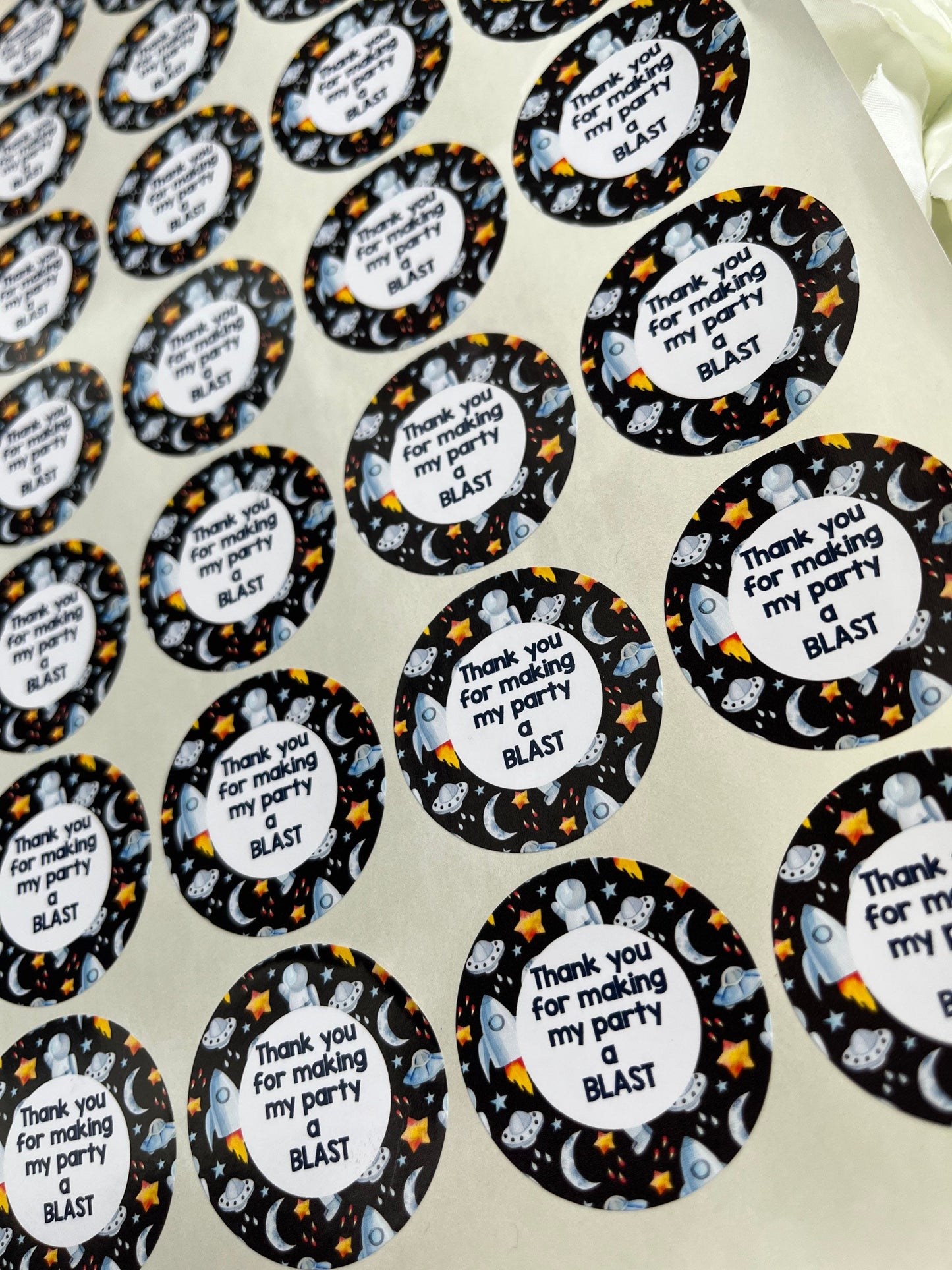 Space Themed Party Stickers•Birthday Party•Sweet Cones•Planets•Astronauts•Personalised Party Sticker