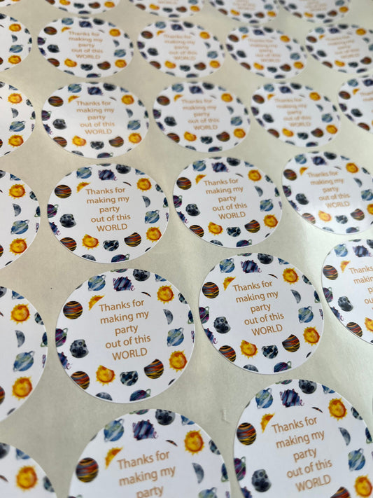 Personalised Planet Birthday Stickers•Space Theme•Sweet Bags•Sweet Cone Stickers•Birthday Party