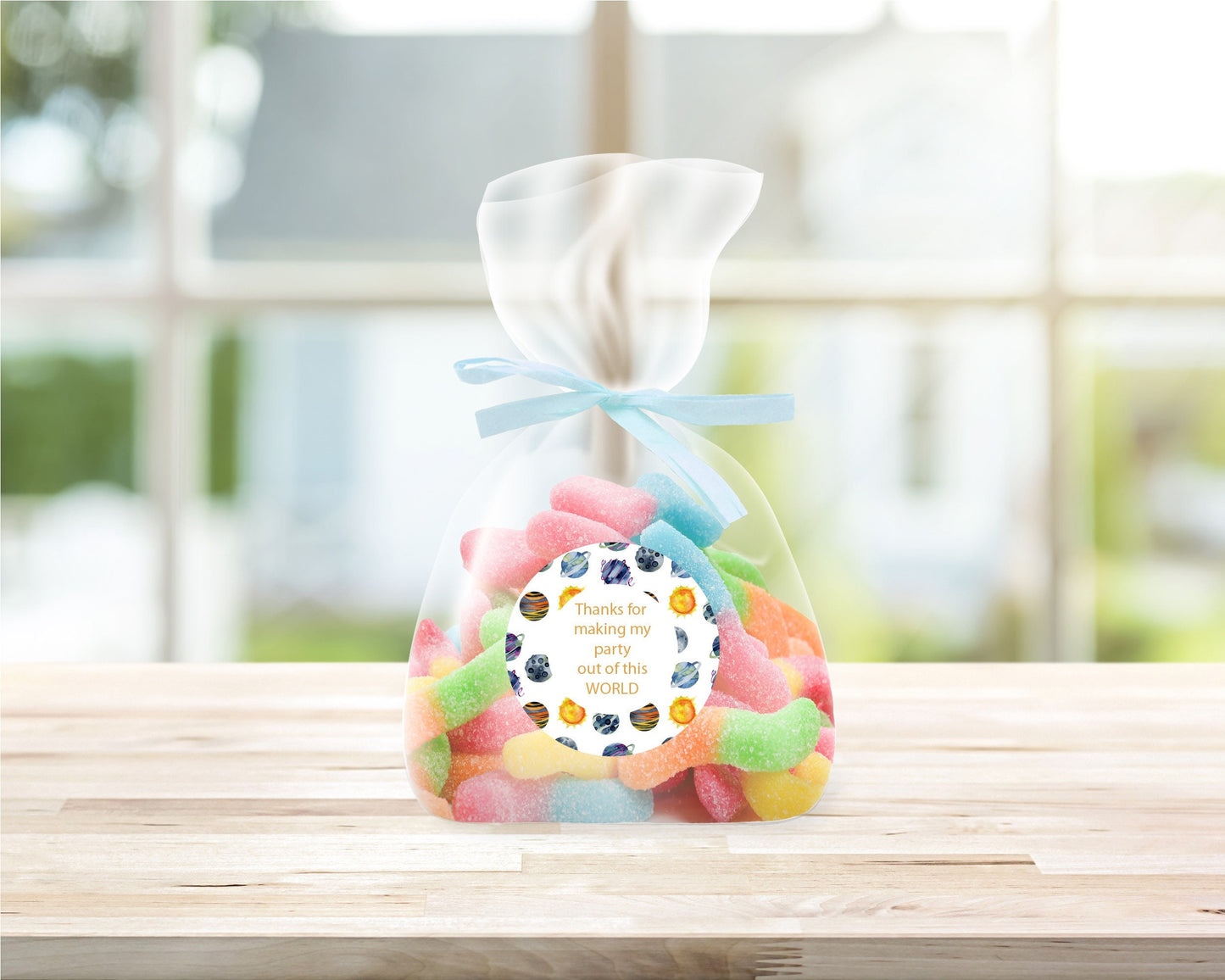 Personalised Planet Birthday Stickers•Space Theme•Sweet Bags•Sweet Cone Stickers•Birthday Party