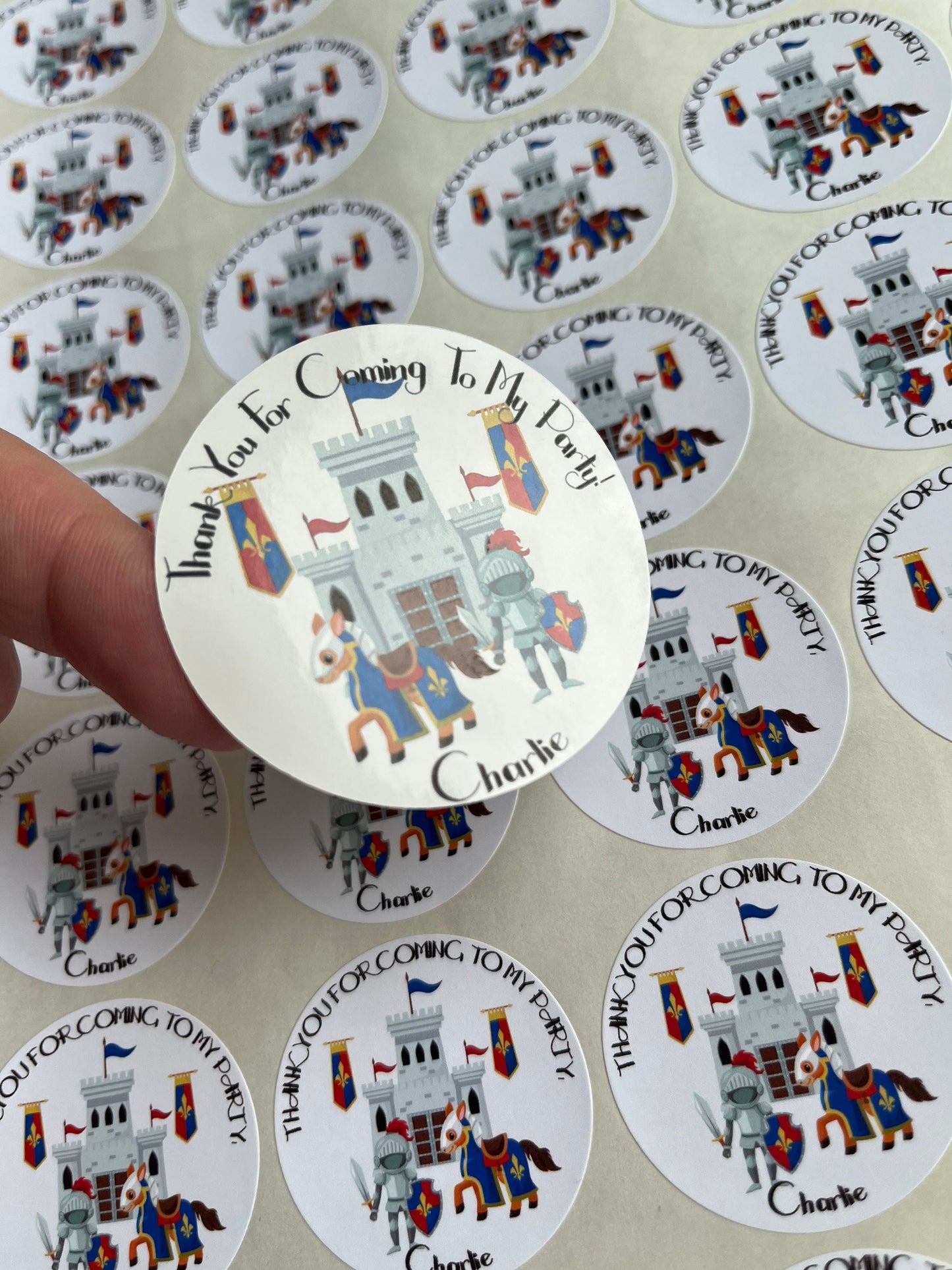 Personalised Knight Party Sticker•Thank Your For Coming To My Party•Sweet Cone Stickers•Birthday Party•Medieval Theme