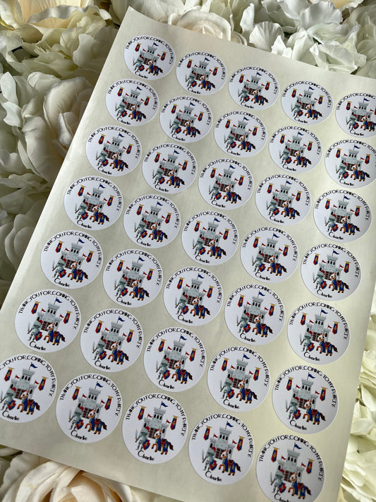 Personalised Knight Party Sticker•Thank Your For Coming To My Party•Sweet Cone Stickers•Birthday Party•Medieval Theme