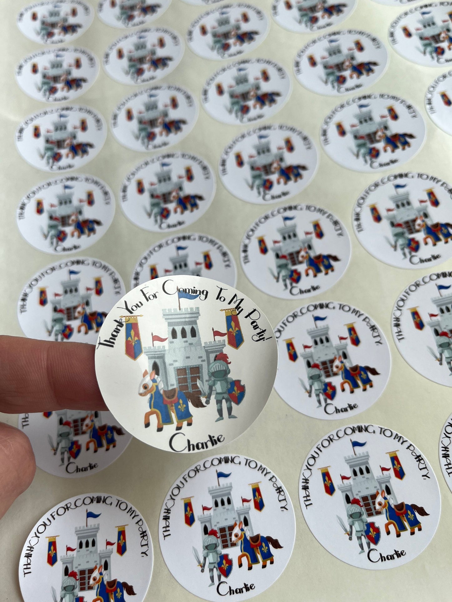 Personalised Knight Party Sticker•Thank Your For Coming To My Party•Sweet Cone Stickers•Birthday Party•Medieval Theme