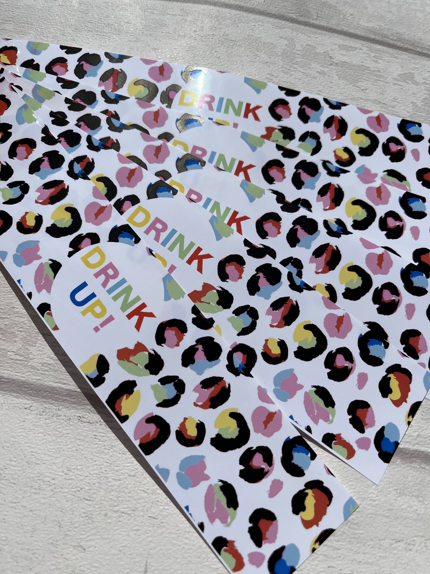 Personalised Rainbow Leopard Print Bottle Wraps·Drinks Bottle Wrap·Party Tableware·Party Decs·Children's Party·Birthday Party·Set of 6