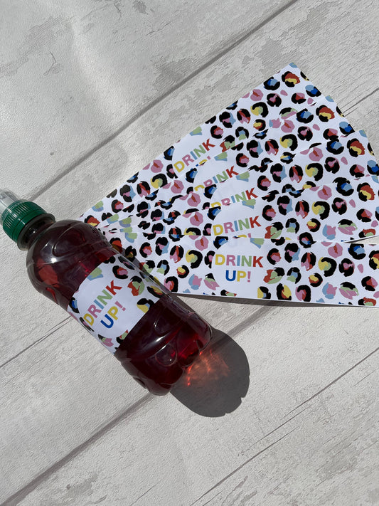 Personalised Rainbow Leopard Print Bottle Wraps·Drinks Bottle Wrap·Party Tableware·Party Decs·Children's Party·Birthday Party·Set of 6