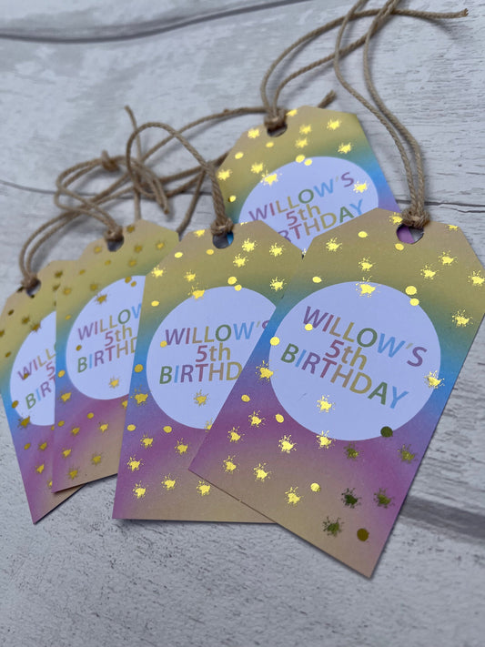 Personalised Ombre Rainbow Foil Gift Tag·Gold Foil·Birthday Gift Tag·Personalised Gift Tag·Personalised Gift Label·Personalised Favour Tag