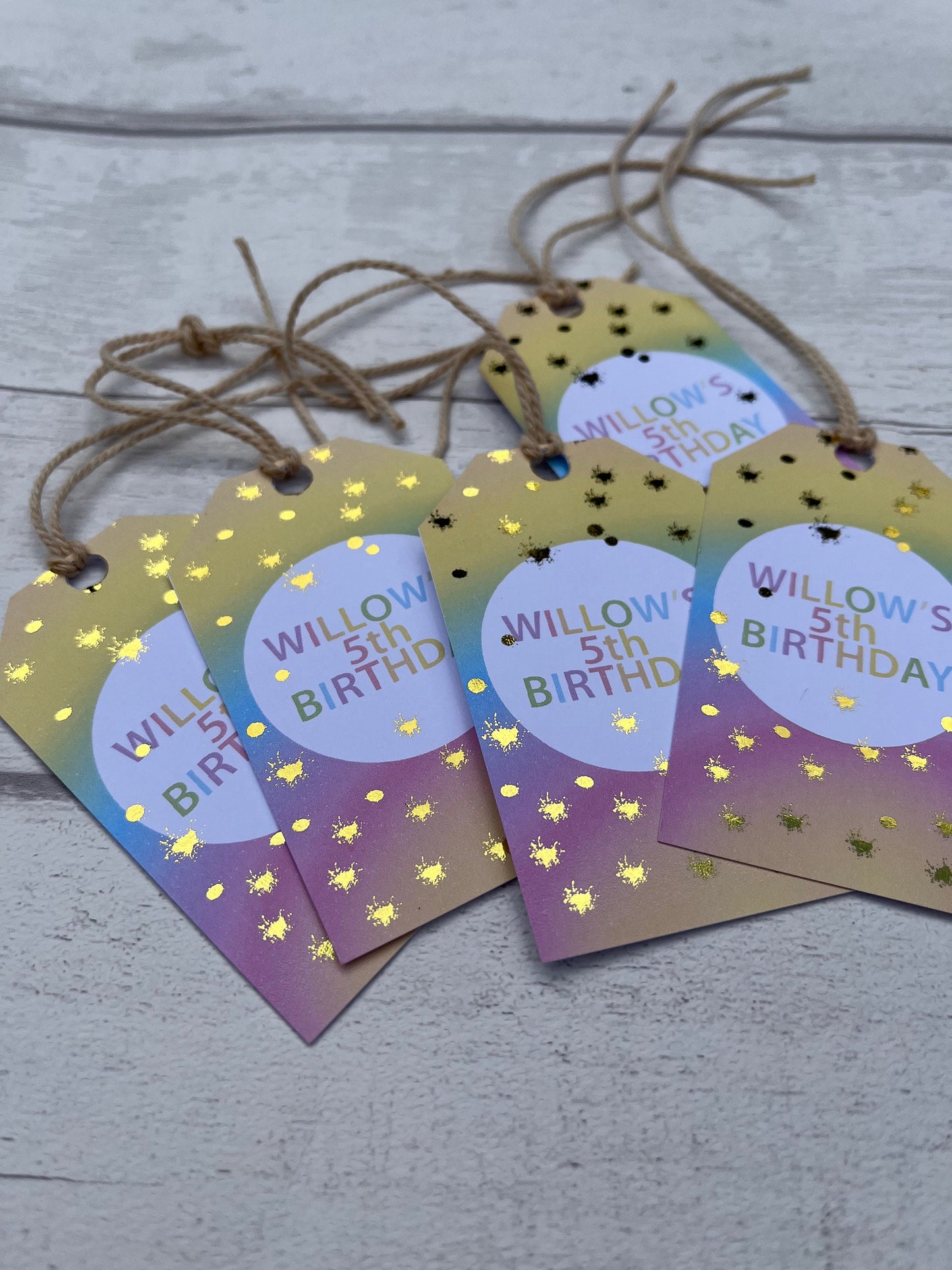 Personalised Ombre Rainbow Foil Gift Tag·Gold Foil·Birthday Gift Tag·Personalised Gift Tag·Personalised Gift Label·Personalised Favour Tag