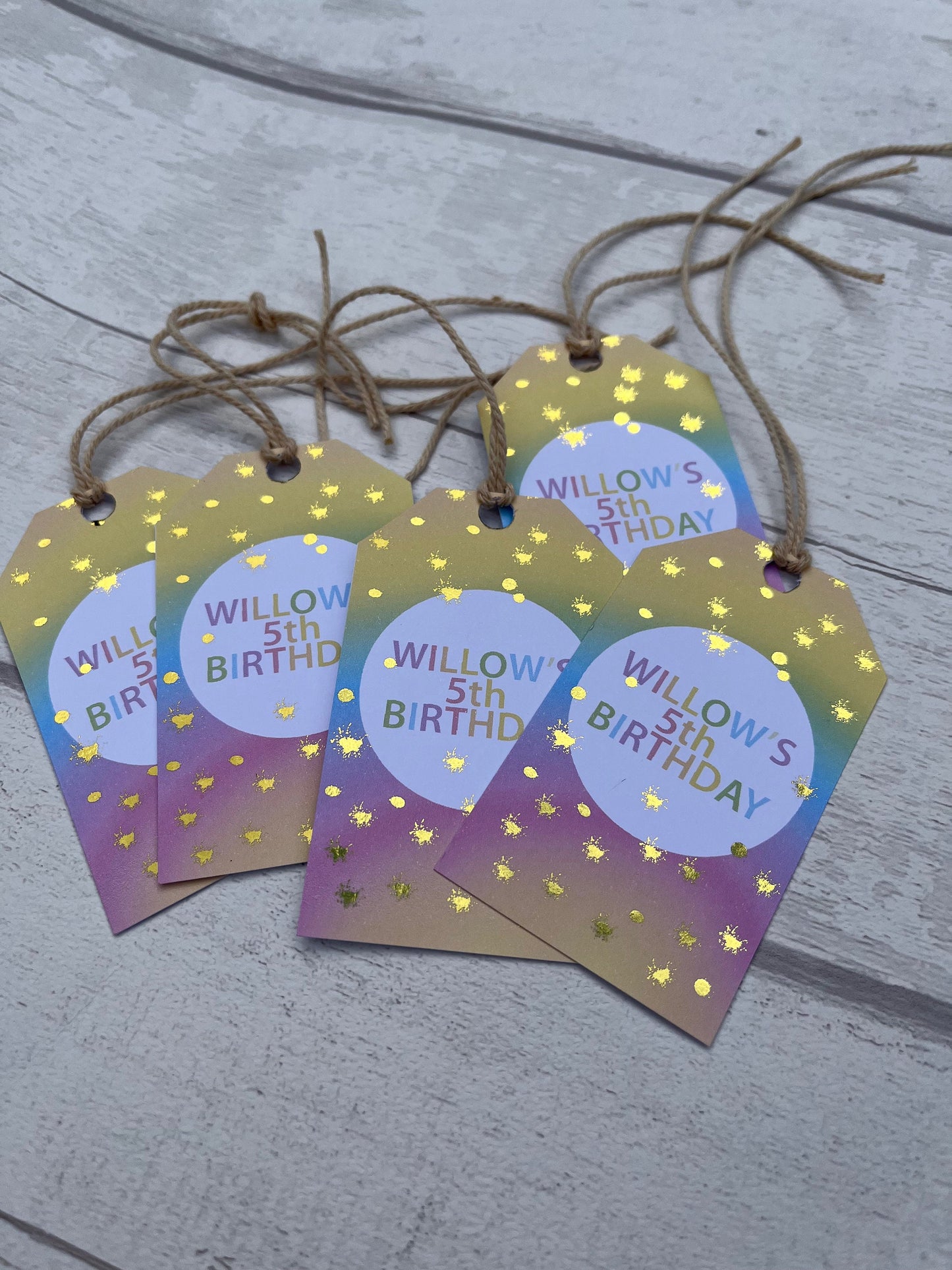 Personalised Ombre Rainbow Foil Gift Tag·Gold Foil·Birthday Gift Tag·Personalised Gift Tag·Personalised Gift Label·Personalised Favour Tag