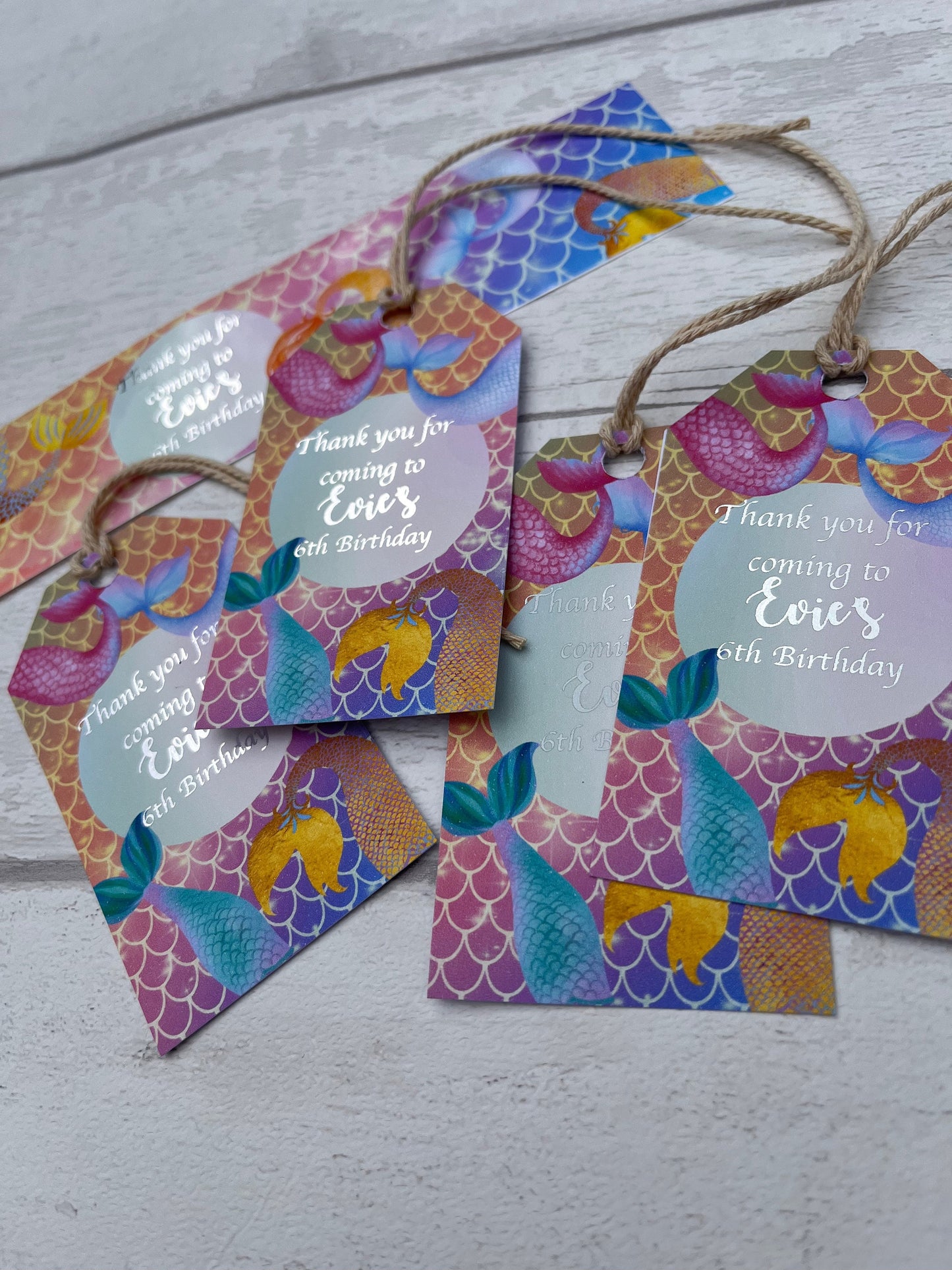 Personalised Mermaid Foil Drinks Bottle Wraps·Water Bottle Wrap·Birthday Party·Party Tableware·Children's Birthday Party·Set of 6·Gold Foil
