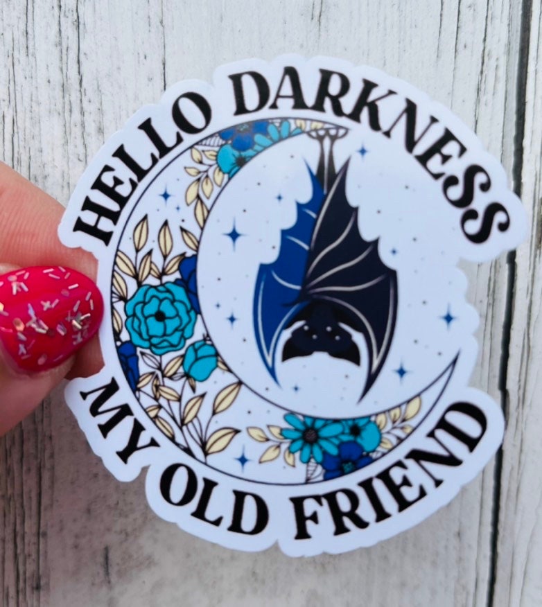 Hello Darkness My Old Friend sticker, laptop sticker, tablet sticker, journalling, Halloween Sticker