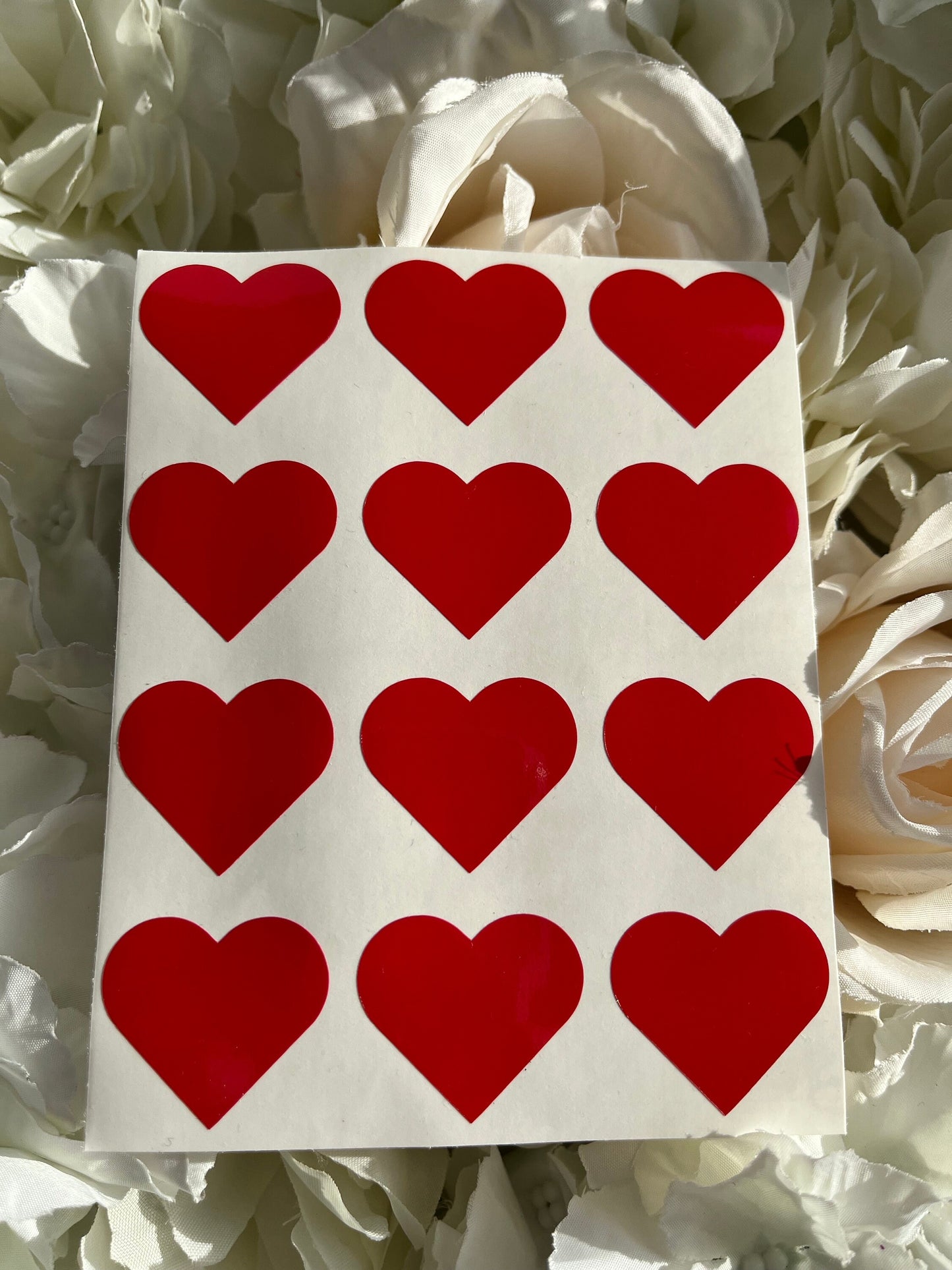Red Heart Decal, Valentine Heart Decal, Laptop Sticker, Vinyl Sticker, Set of 12, Envelope Seal, Vinyl sticker