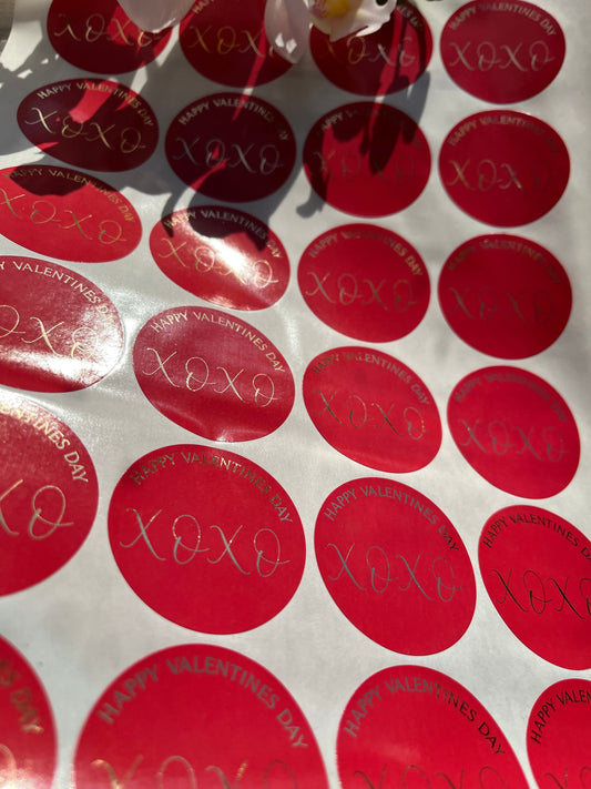 Personalised Valentines Stickers, Foiled Stickers, Sweet bag, Cone Stickers, Party, Business Stickers, Business Stationery, XOXO