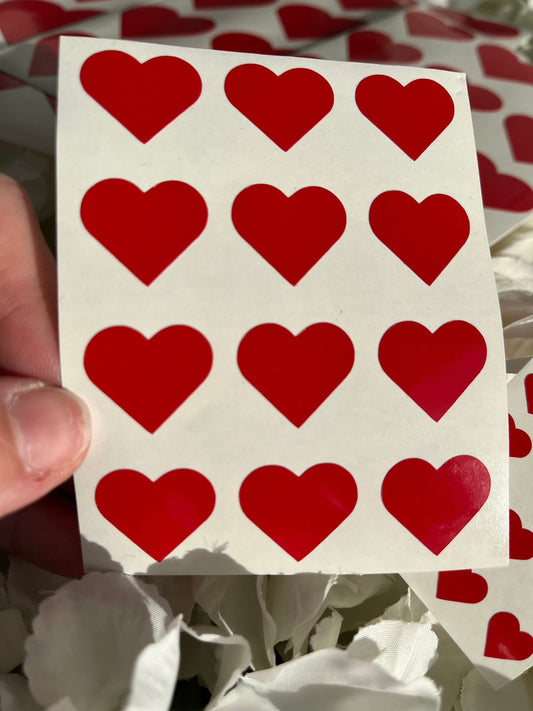 Red Heart Decal, Valentine Heart Decal, Laptop Sticker, Vinyl Sticker, Set of 12, Envelope Seal, Vinyl sticker