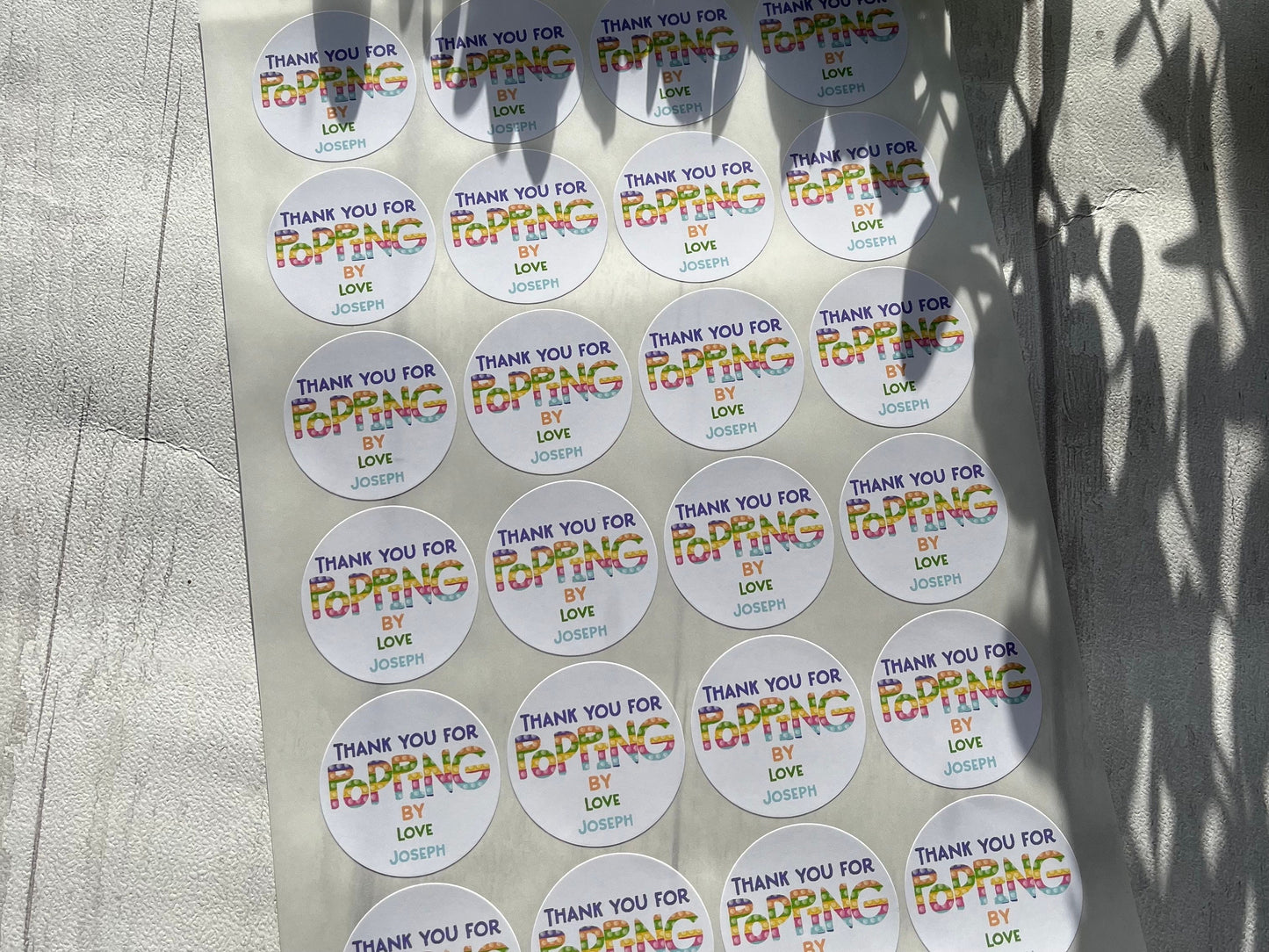 Personalised Thank You for Popping By• Birthday Party Sticker • Party Thank You Stickers • Party bag labels • Sweet bags • Sweet cone labels