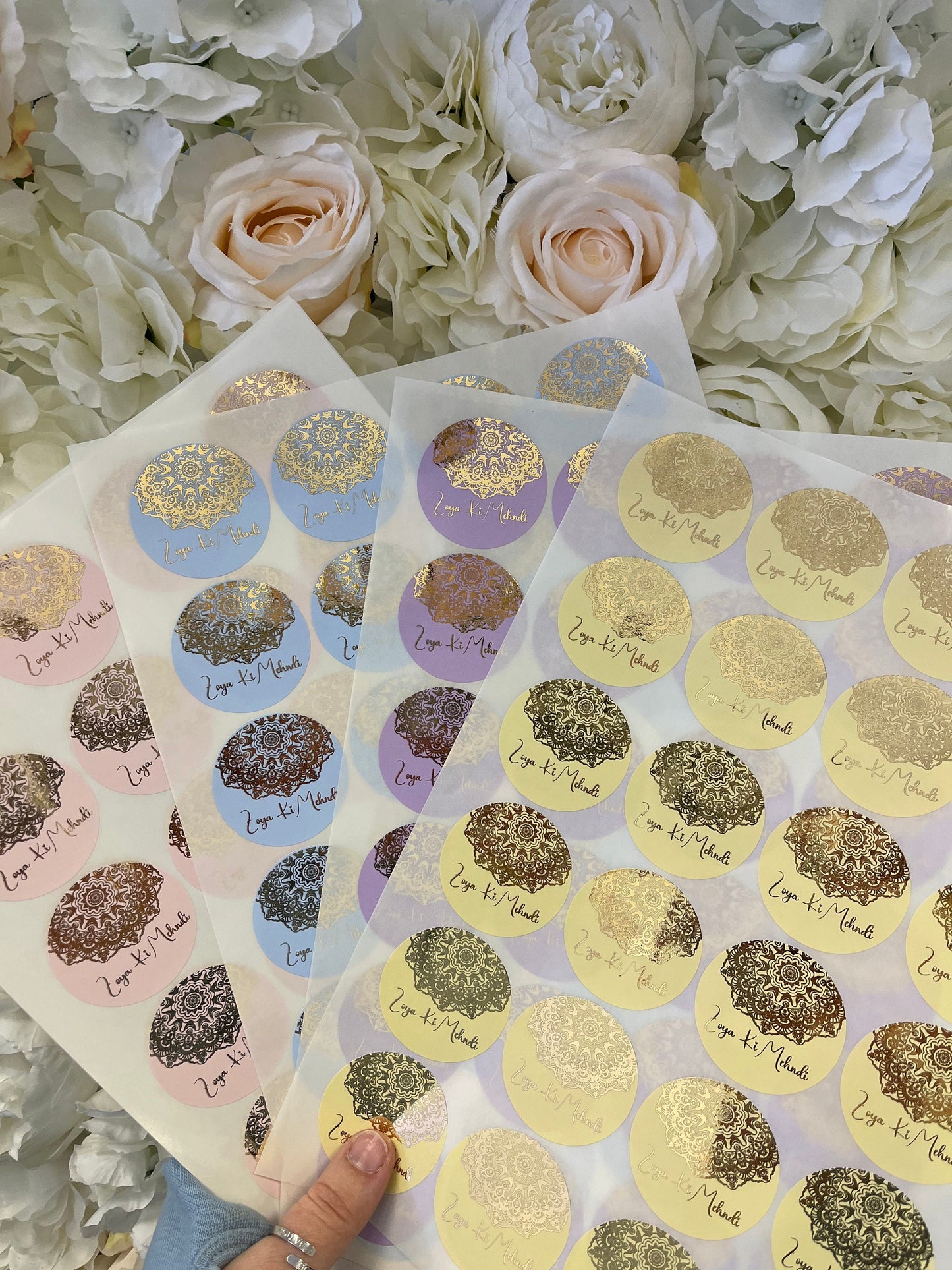 Mandala Mehndi· Wedding Sticker·Engagement Sticker·Jewel Colour Scheme·Wedding Stationery·Foiled Sticker·Foil Labels