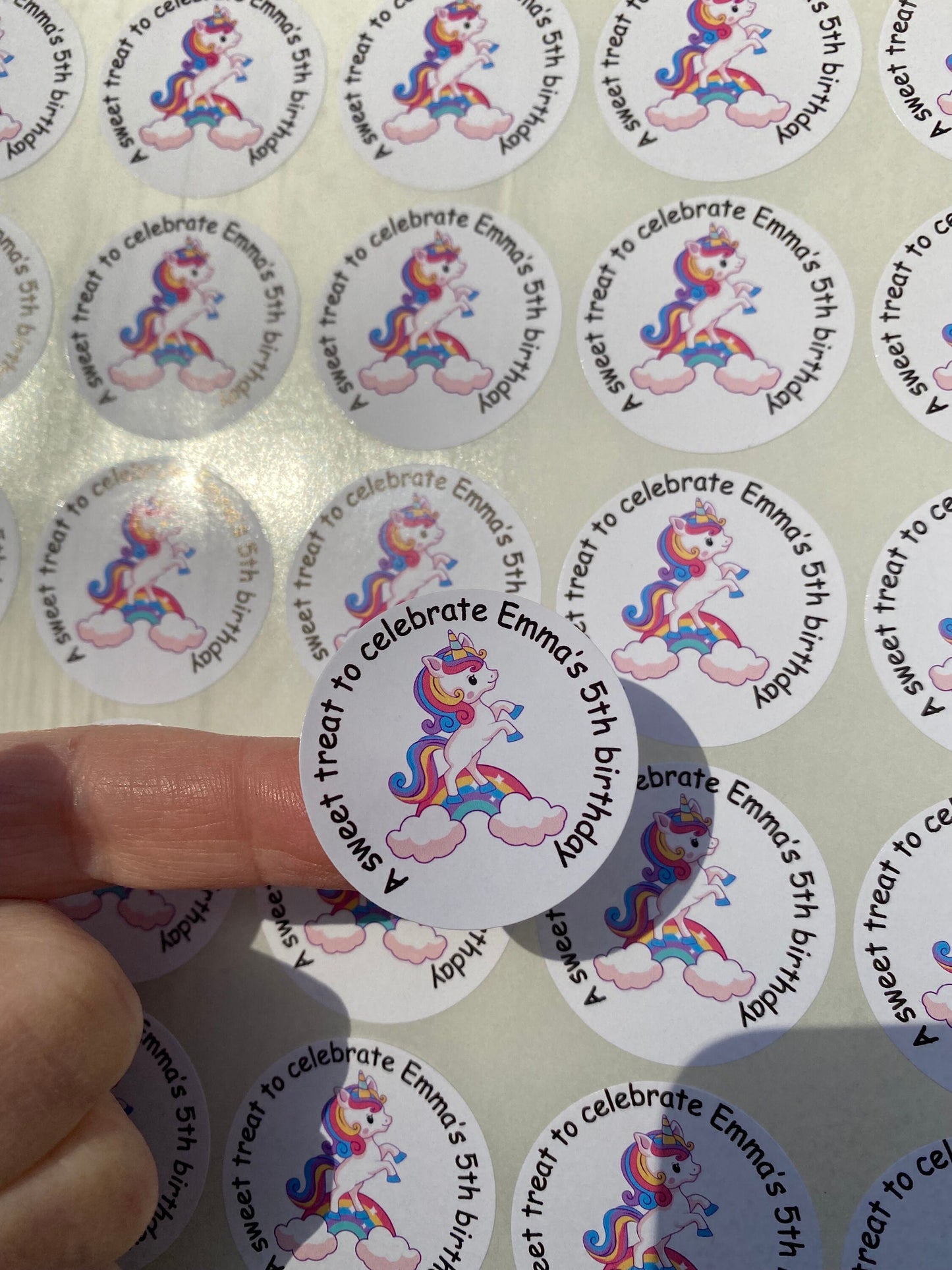 Personalised Unicorn Party Stickers