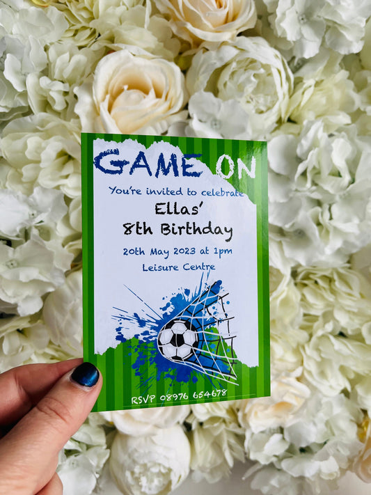 Personalised Football Party Invite - Physical Item