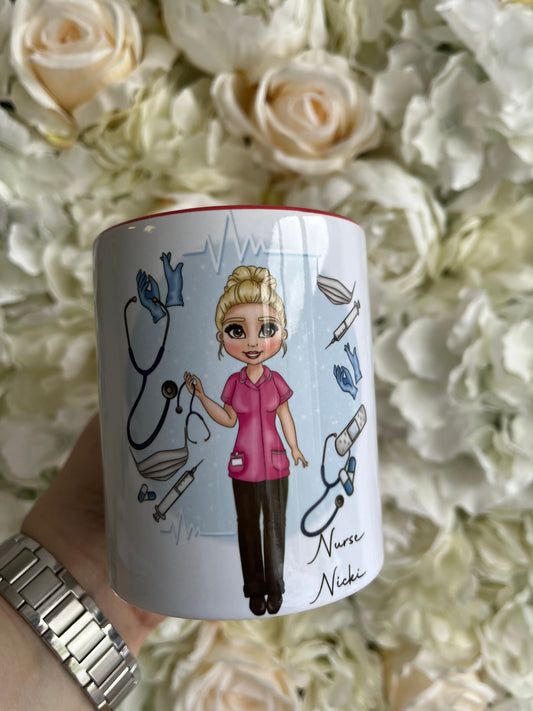 Personalised Mug·Nurse Gift·Nurses Mug·Thank You Gift for Nurse·Pink Scrubs·Thank You Nurse Mug
