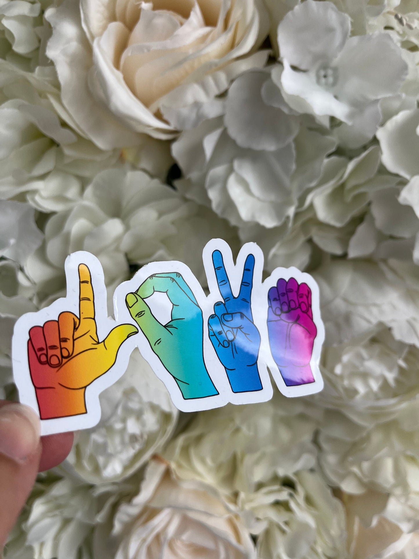 Rainbow Love Sign Language Sticker, LBGTQ Pride Sticker