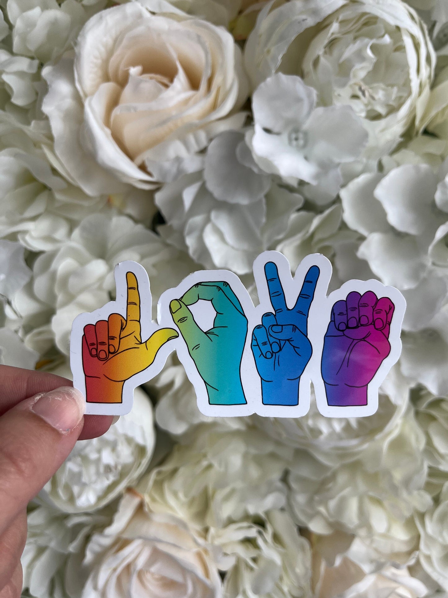 Rainbow Love Sign Language Sticker, LBGTQ Pride Sticker