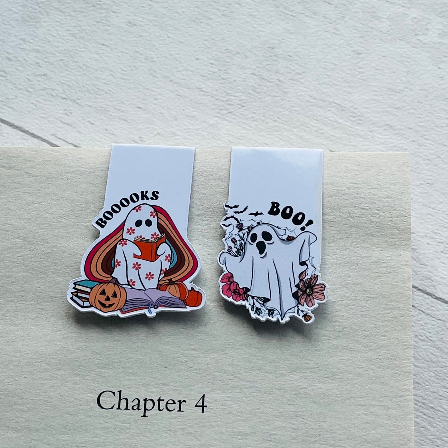 Set of 2 Mini Ghost Bookmarks, Halloween bookmark, Book Lover Gifts, Bookish bookmarks, Reading Gifts, Magnetic Bookmarks