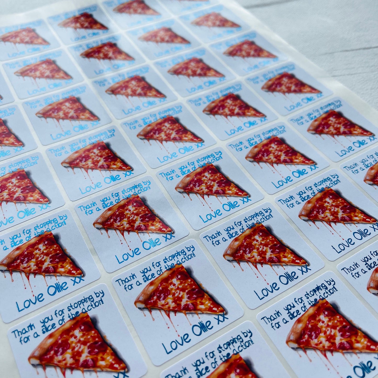 Personalised Pizza Party Birthday Stickers