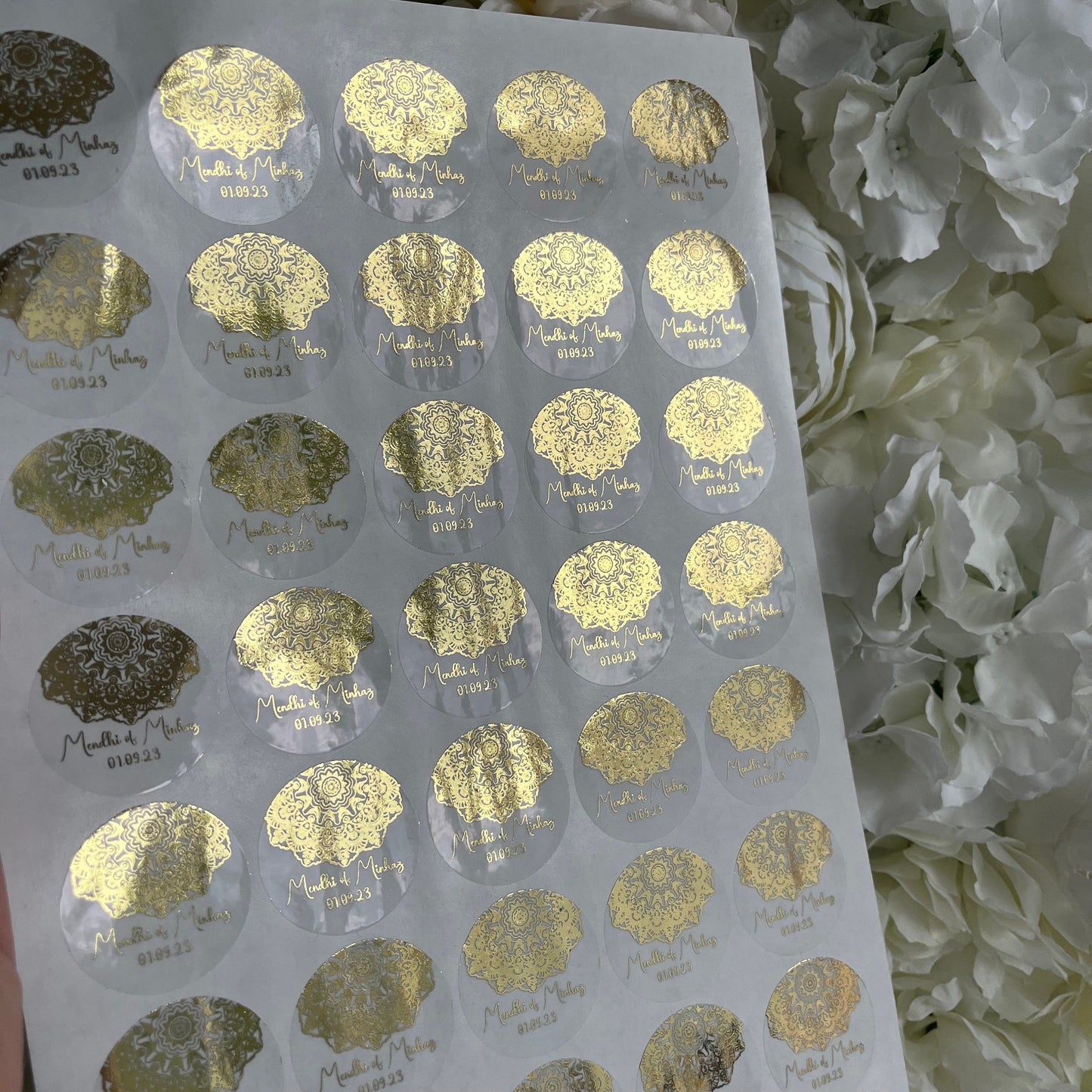 Mandala Mehndi· Wedding Sticker·Engagement Sticker·Wedding Sticker·Foiled Sticker·Dhloki•Transparent Stickers•Luxury Stickers