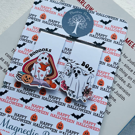 Set of 2 Mini Ghost Bookmarks, Halloween bookmark, Book Lover Gifts, Bookish bookmarks, Reading Gifts, Magnetic Bookmarks