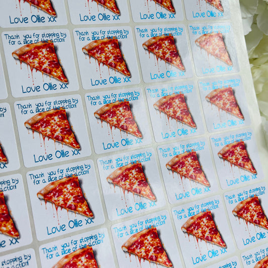 Personalised Pizza Party Birthday Stickers