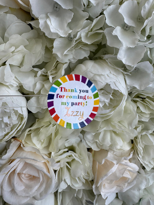 Personalised Rainbow Theme Party Stickers
