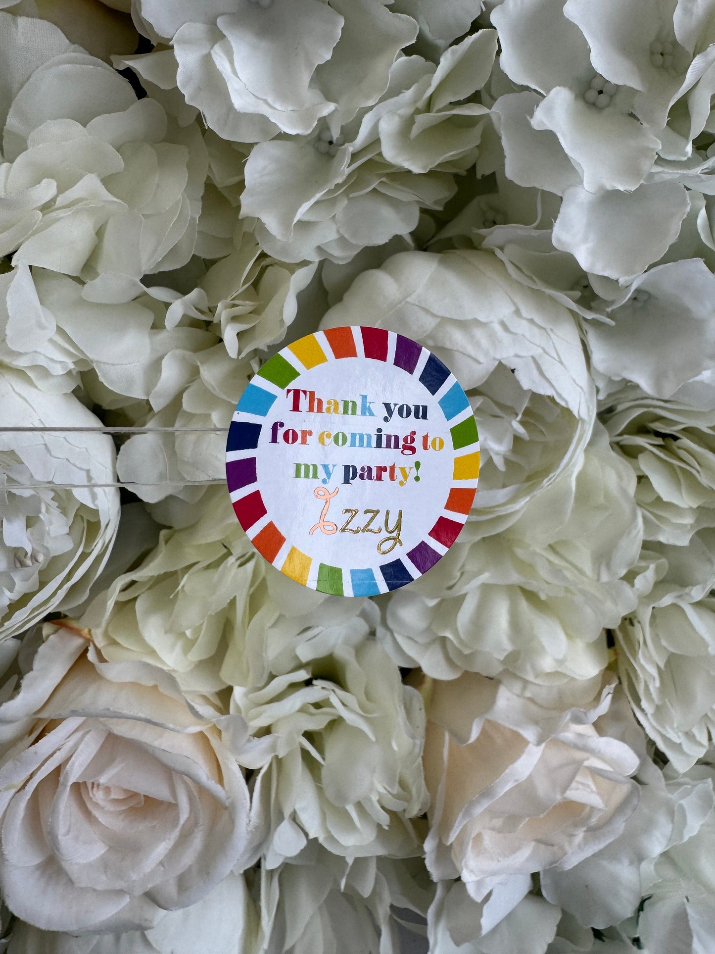 Personalised Rainbow Theme Party Stickers