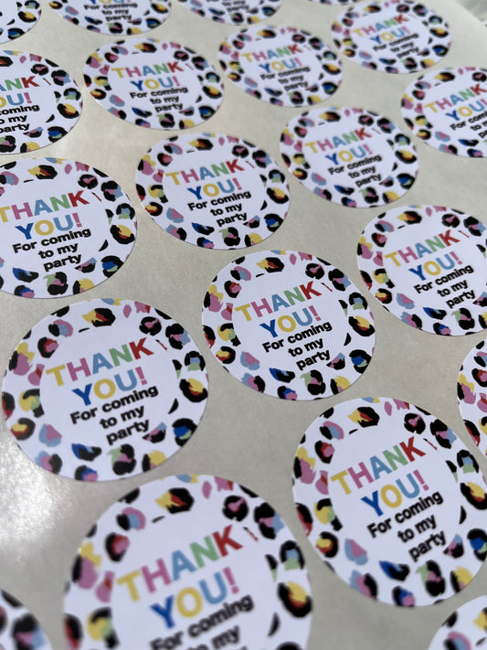 Personalised Leopard Print Rainbow Party Stickers