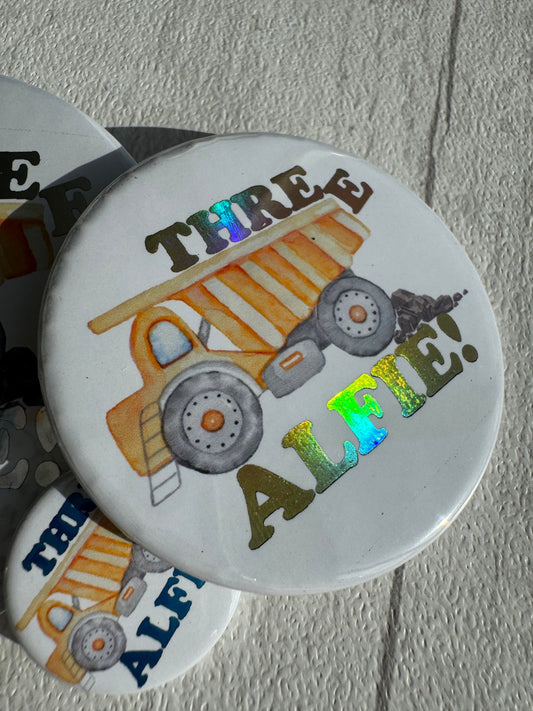 Personalised Birthday Badge Construction Theme