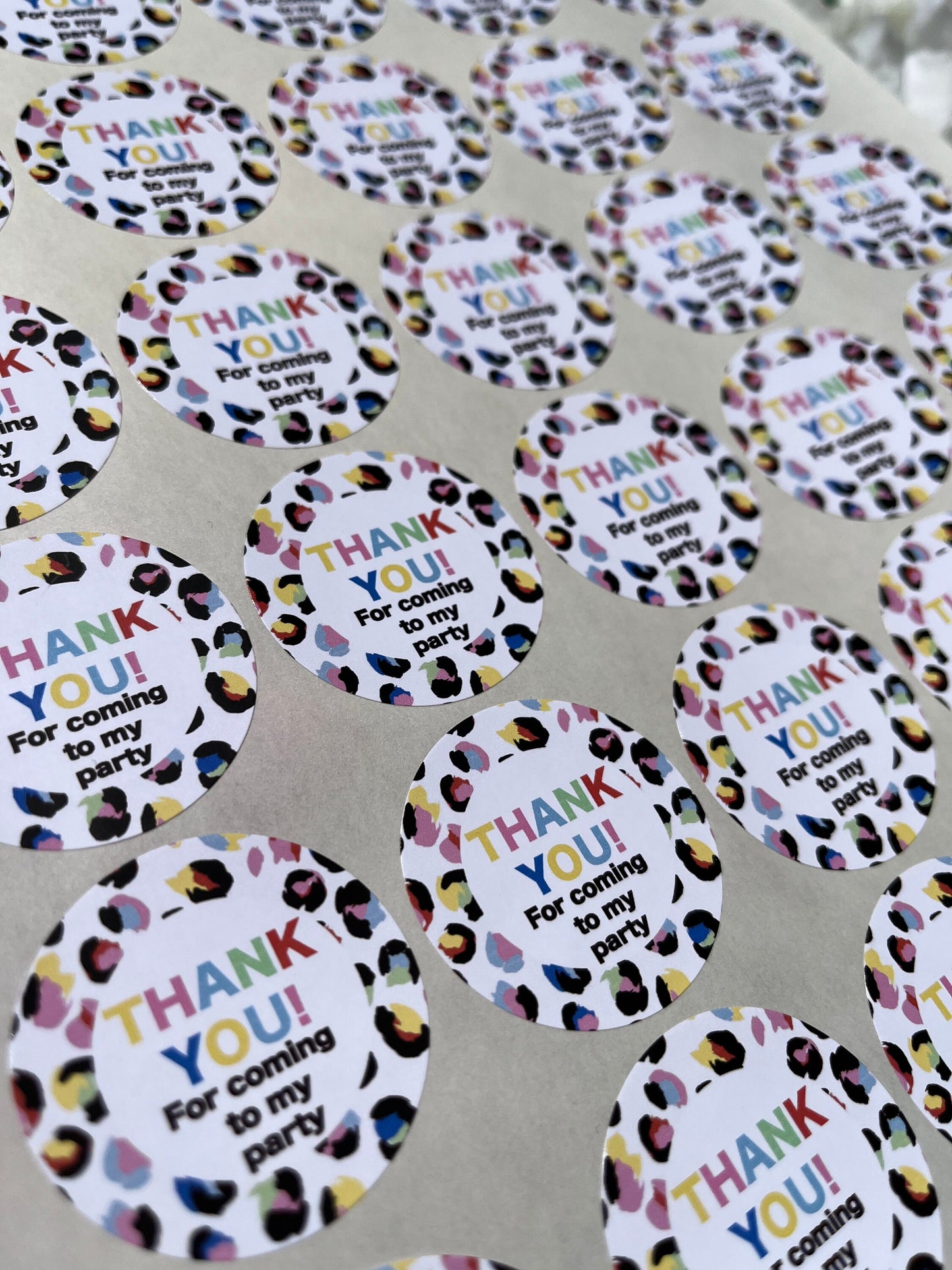 Personalised Leopard Print Rainbow Party Stickers