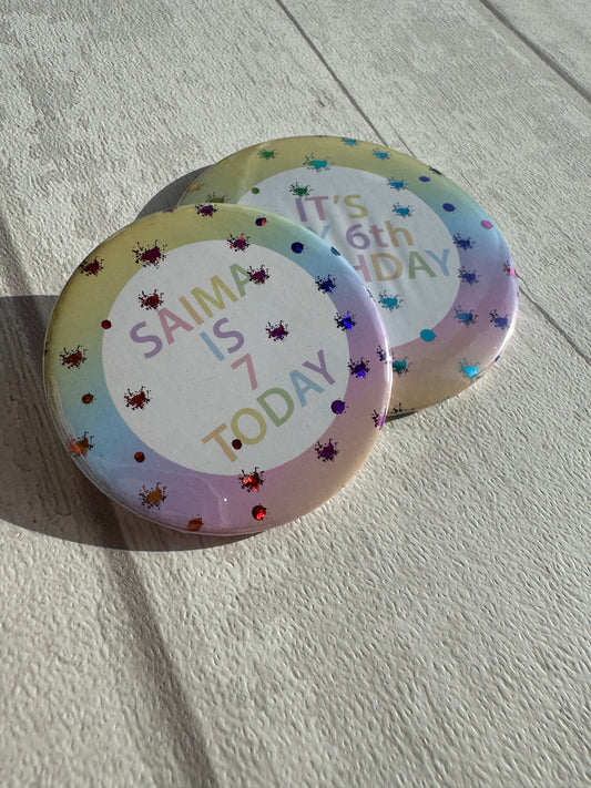 Rainbow Theme Badge, Birthday Badge