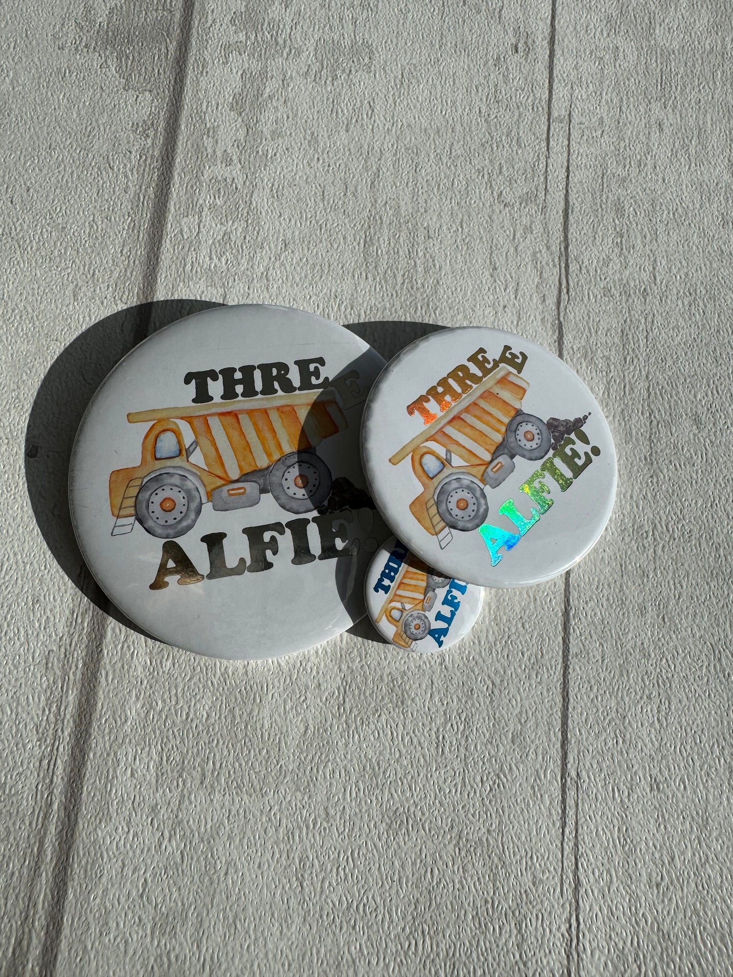 Personalised Birthday Badge Construction Theme