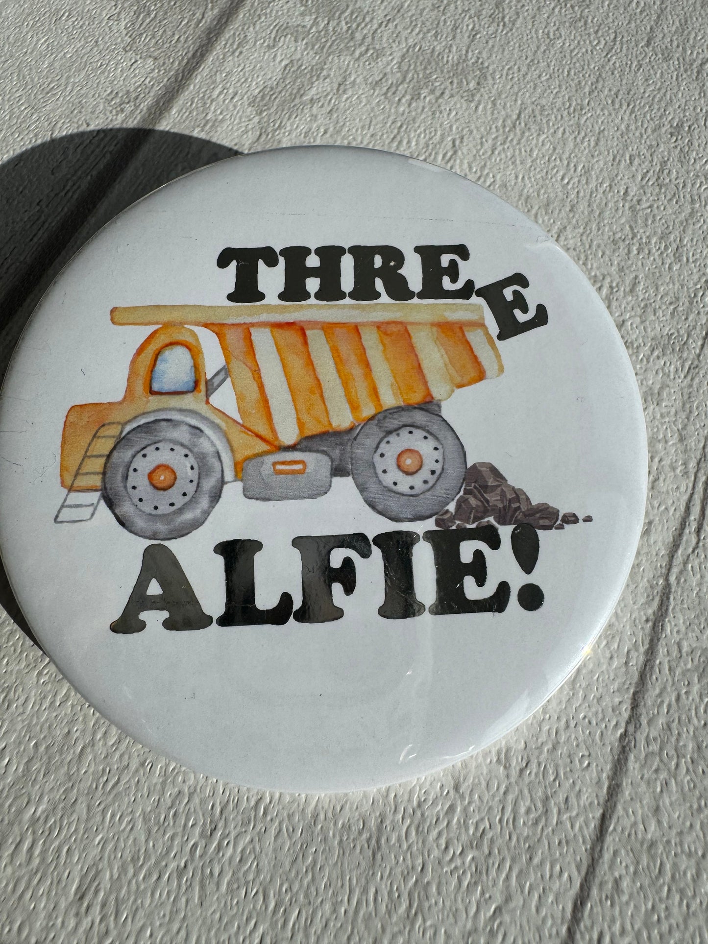 Personalised Birthday Badge Construction Theme