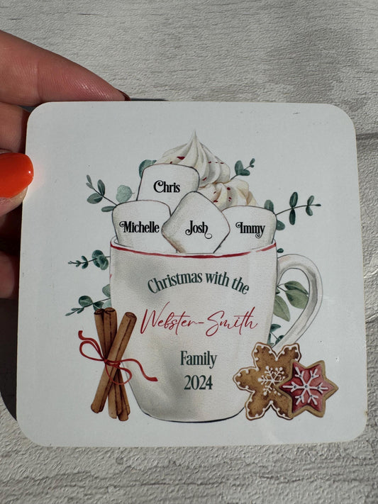 Personalised Family Christmas Coaster