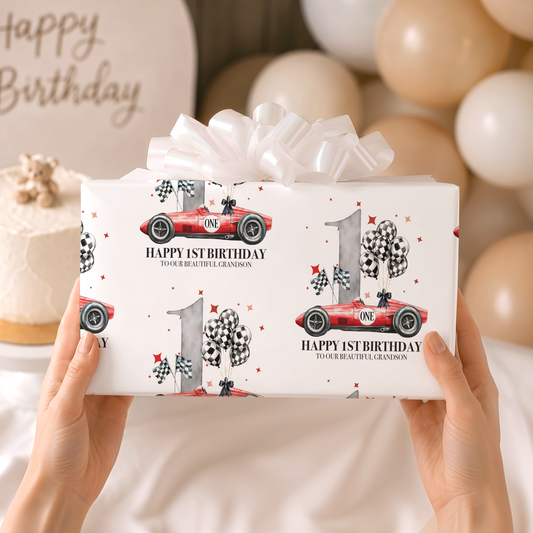 Personalised Race Car Wrapping Paper