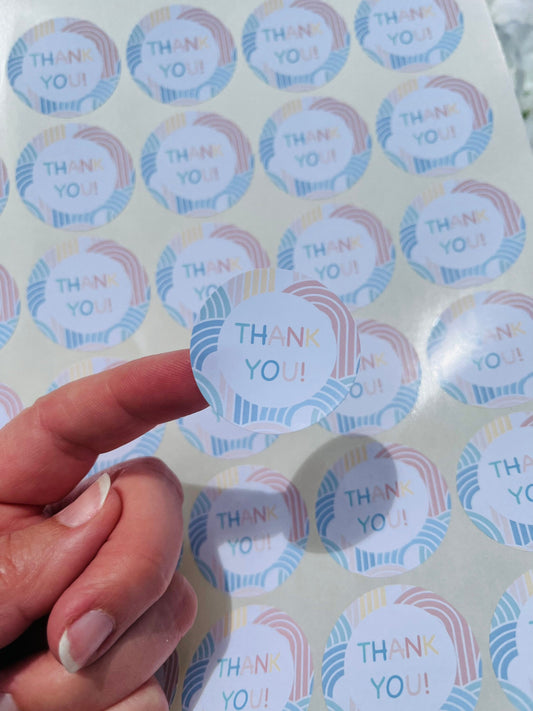 Pastel Rainbow Thank You Stickers•Birthday Party Stickers•Sweet Cones Stickers•Birthday Party Bag Stickers•Glossy Stickers