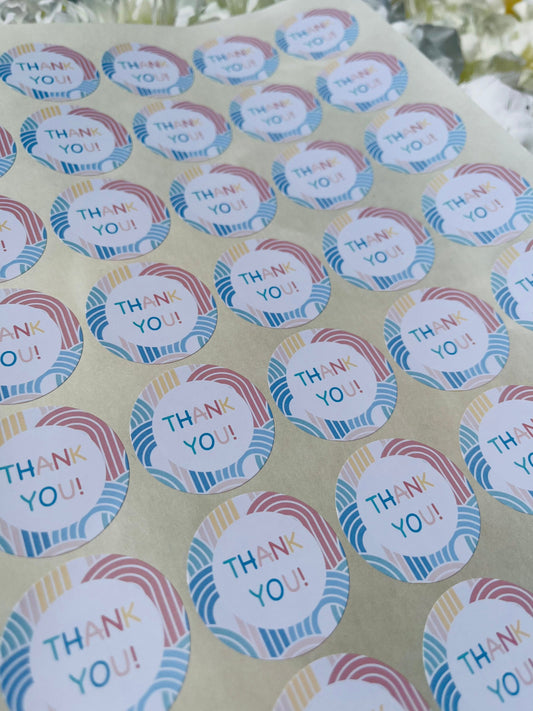 Pastel Rainbow Thank You Stickers•Birthday Party Stickers•Sweet Cones Stickers•Birthday Party Bag Stickers•Glossy Stickers