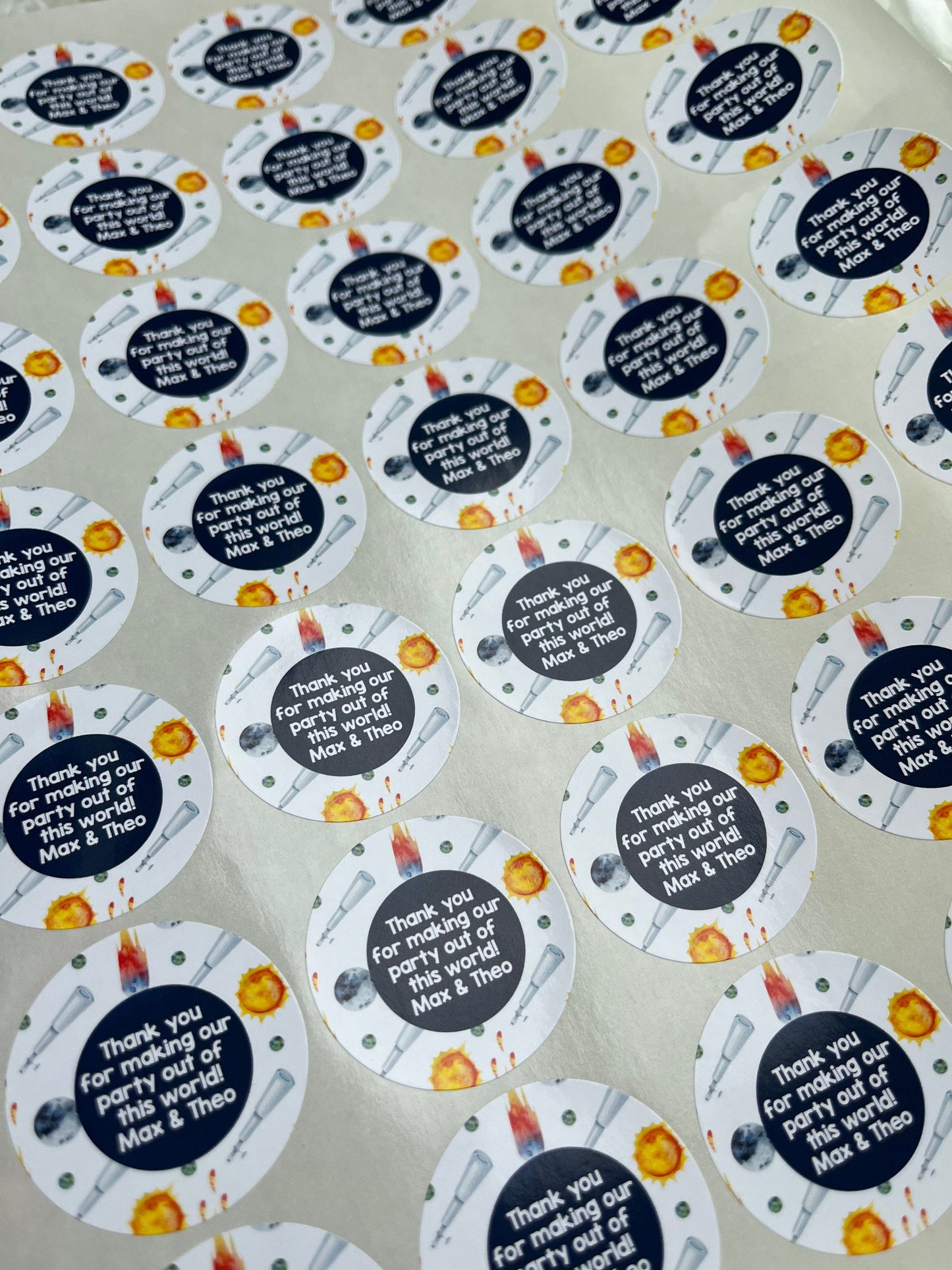 Personalised Space Themed Party Stickers•Thank You For Coming to My Party•Sweet Cone Sticker•Party Stickers•Birthday Party