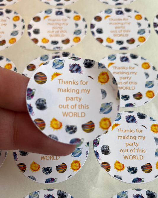 Personalised Planet Birthday Stickers•Space Theme•Sweet Bags•Sweet Cone Stickers•Birthday Party