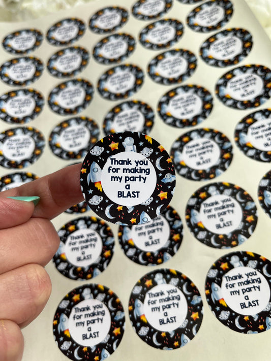 Space Themed Party Stickers•Birthday Party•Sweet Cones•Planets•Astronauts•Personalised Party Sticker