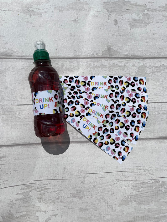 Personalised Rainbow Leopard Print Bottle Wraps·Drinks Bottle Wrap·Party Tableware·Party Decs·Children's Party·Birthday Party·Set of 6
