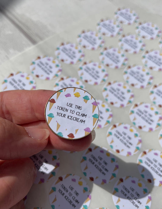 Ice Cream Sticker·Promotional Sticker·Gift Token Sticker·Glossy Sticker·Party Sticker·Labels·25mm Sticker·25mm Label