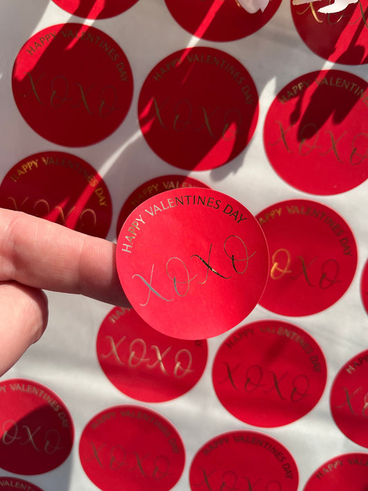 Personalised Valentines Stickers, Foiled Stickers, Sweet bag, Cone Stickers, Party, Business Stickers, Business Stationery, XOXO