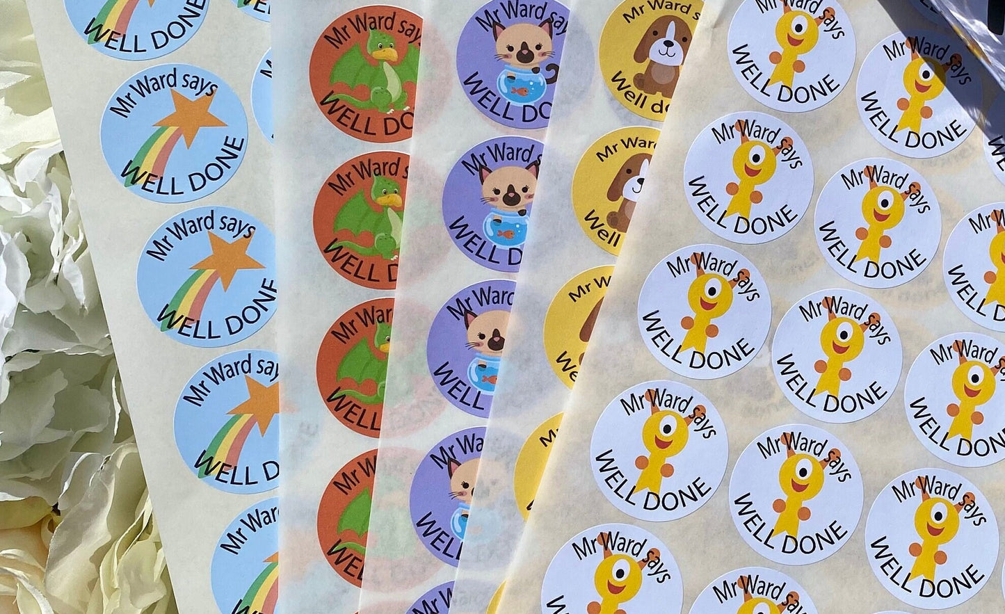 Personalised Teacher Sticker·TA Stickers·Teacher Stickers·School Supplies·School Stationery·Well Done Stickers·Glossy Stickers
