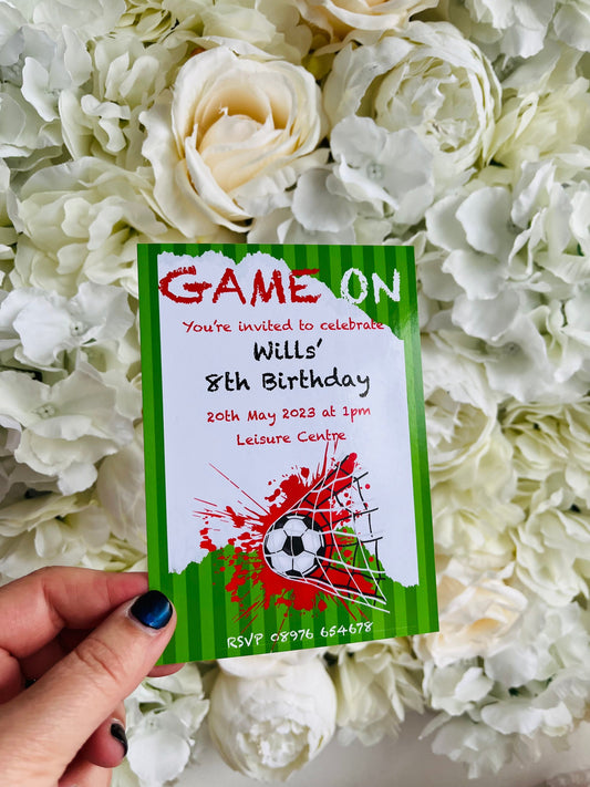 Personalised Football Party Invite - Physical Item